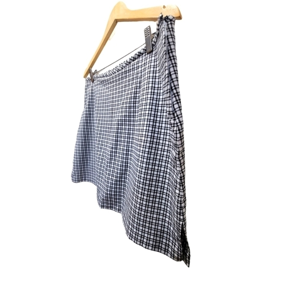 16W Stretchy Checkered Mini Skort with Side Zipper and Slits - Picture 3 of 7